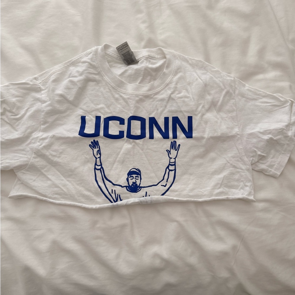 UCONN White and Blue Kanye Crop Top